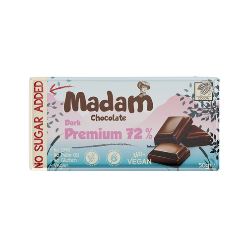 (Black Friday! )Madam Chocolate 72% (Vegansk & Uden tilsat Sukker)