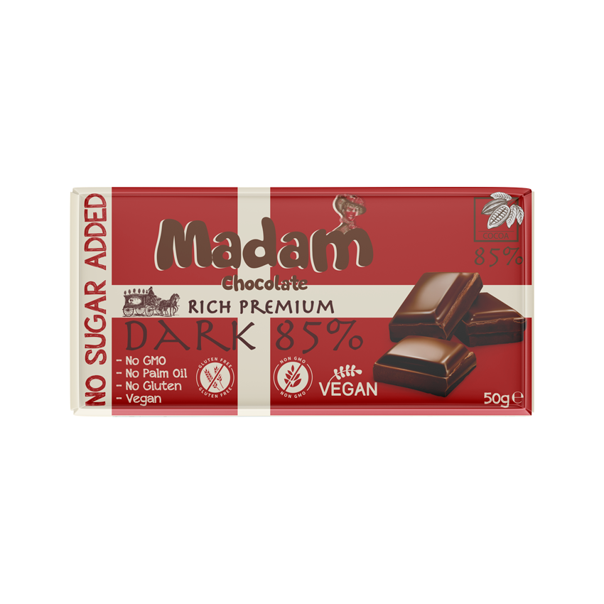 (Black Friday!) Madam Chocolate 85% (Vegansk & Uden tilsat Sukker)